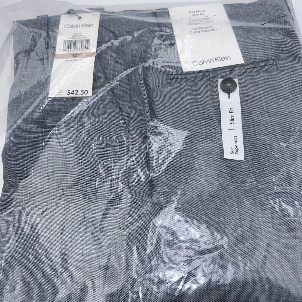 Calvin Klein Boys Flat-Front Bi-Stretch Dress Pant, Straight Leg Fit Size Reg 12